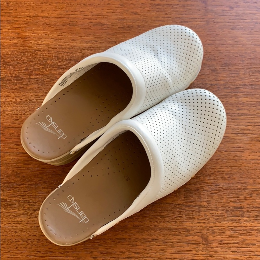 White Dansko backless clogs